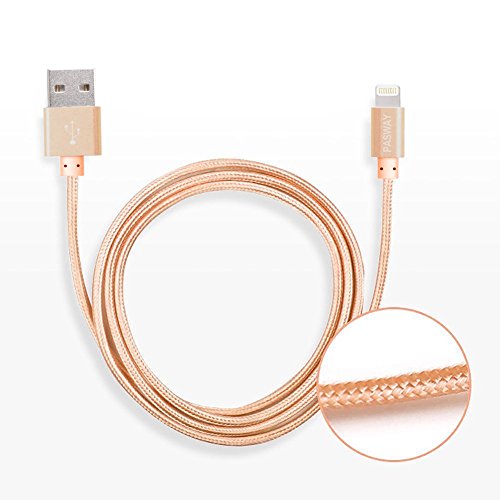 Lightning Kabel Pasway iPhone Ladekabel 3 Pack (1M, 2M, 3M) Nylon Geflochtenes USB Kabel mit Lightning Connector für iPhone 6/6 Plus/6S, iPad Air 2, iPad Pro und mehr Gold - 5