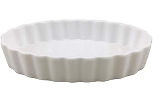 TAMUME Naczynie do głębokiego ciasta Porcelanowa forma do pieczenia i patelnia do pizzy, okrągła ceramiczna i karbowana taca do pieczenia ciast (26 cm)