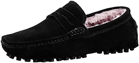 CFP 2088W Mens Plus Velvet Loafers Flat Stylish Casual Slip-on Moccasins Driving Sneakers Black UK Size 8.5