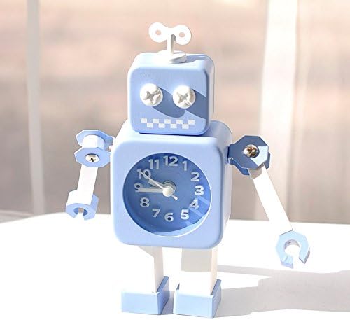 Cunclock Simple Macarons Color Creative Student Bedside Alarm Clock Metal Bedroom Alarm Mute Cute Desktop Robot Robot Blue