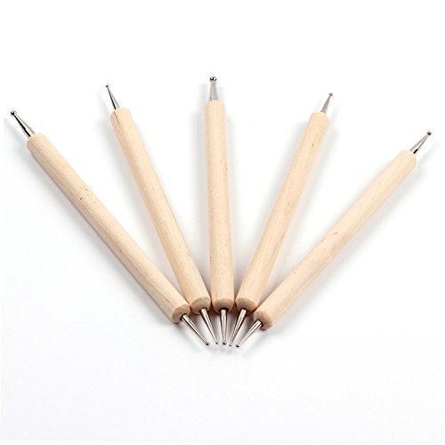 Sindy 5Pcs 2 Way Dotting Pen Tool Nail Art Tip Dot Paint Manicure Kit Marbleizing Tools