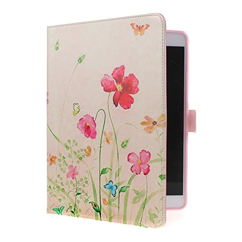TOCASO Pink Schutzhülle für iPad Air Hülle Blume Muster Flip Cover Case Book Soft PU Leder Bunt Painted Tasche Scratch Resistance Ledertasche Etui Rückseite Backcover mit Stand Function Magnetverschluss für iPad Air (the 5th Generation) (Spring Flowers) - 5