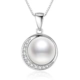J.Vénus Collana Argento sterling 925 Zircon con un grande perla Buon regalo per 