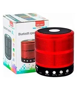 ShopAIS Mini Bluetooth Speaker WS-887 with FM Radio, Memory Card Slot, USB Pen Drive Slot, AUX Input Mode - Red