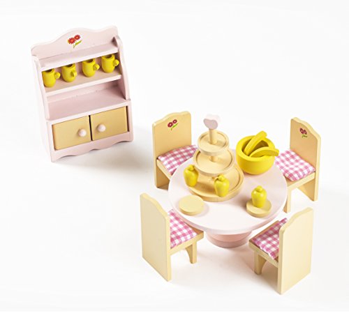 Complete Pack of 6 Sweetbee Wooden Dolls House Furniture Sets - Bargain Bundle! 6 beautiful room sets for children's dolls houses