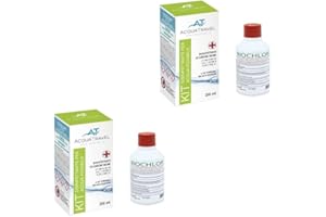 AGC Acquatravel BIOCHLOR disinfettante Antibatterico concentrato per acque Chiare, per disinfezione Serbatoi Acqua Camper e Barche, superfici e Alimenti 2 Pezzi 250ml
