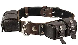 4lbs Genuine Leather Weighted Dog Collar 1.5