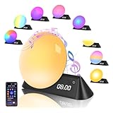 Mersyn Sunrise Alarm Clock, Wake Up Light Alarm 9 Colors Atmosphere Lamp, 12 Natural Sounds, 3 Sleep-aiding Sounds And Snooze, Sleep Aid Digital Alarm Clock For Adults Kids (with Remote Control)