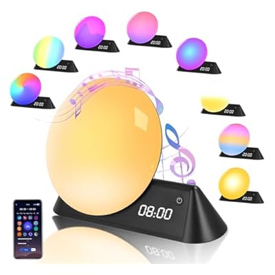 Mersyn Sunrise Alarm Clock, Wake Up Light Alarm 9 Colors Atmosphere Lamp, 12 Natural Sounds, 3 Sleep-aiding Sounds And Snooze, Sleep Aid Digital Alarm Clock For Adults Kids (with Remote Control)