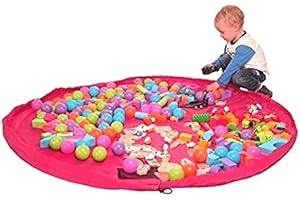 Funky Planet Bolsa de Almacenamiento de Juguetes para Lego, Bolsas de Organizador, Alfombra de Juego para niños de 60 Pulgadas (150 cm) - Organizador portátil de Juguetes para niños (Dark Pink)