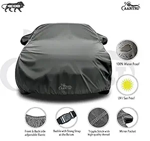 CREEPERS Fully Waterproof Car Body Cover with Mirror Pockets for Kia Sonet 1.5 HTK+ 6MT(Grey)