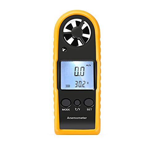 Proster Digitales Anemometer Windmessgerät mit LCD Bildschirm und Thermometer für Windsurfen Segeln Wandern und Andere Aktivitäten im Freien