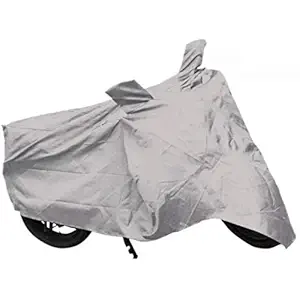 DH CREATION Silver Colour Dust & Water Resistant Bike Body Cover with Buckle & Mirror Pocket for Hero Passion Pro I3s