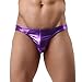 Produktbild Unterhose Männer Unterwäsche Ronamick Männer Lackleder Tasche Farbblock T-förmige Unterwäsche Push Up Knickers Shorts Slips Underwear Badehose (L, Lila)