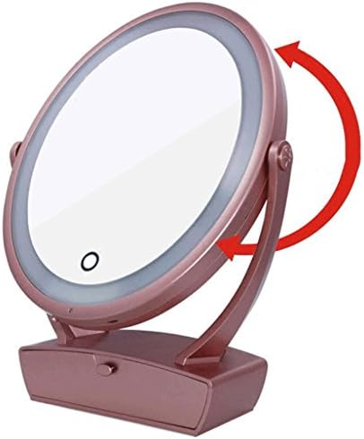 WYQLZ LED Double-sided Makeup Mirror Light Ellipse 10 Times Magnified Make-up Mirror With Drawer Box Beauty Gift