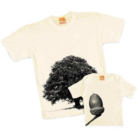 Daddy Oak Tree And Baby Acorn Coordinating Father & Son T-Shirt Set (Adult Large 43" (107.5cm) & Child 3-6 months)