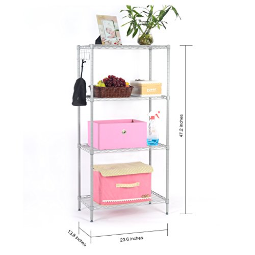 LANGRIA Regal Haushaltsregal Badezimmerregal 4 Ablage Bücherregal Regalsystem Metal Aufbewahrung, Silber - 3