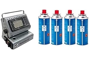 ALTIGASI Stufa STUFETTA A Gas Portatile Doppio Attacco GPL/BUTANO + 4 bombolette a Gas