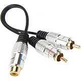 Devinal Premium Aluminium Alloy RCA Female to Dual 2-RCA Male Gold Plated Adapter, Stereo Splitter Y Audio Cable(RCA F-2 RCA M) (1 Female to 2 Male)