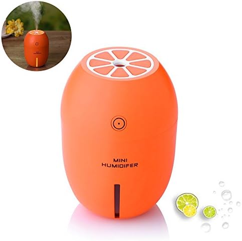 Lemon Shape Humidifier,Found Me 180ML with LED Night Light Aromatherapy humidifier for Car,Bedroom,Living room(Orange)