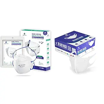 Careview Non-Woven Fabric CV1221H Head Loop Style N-95 Reuseable Protective Face Mask (White, Pack of 6) & Careview 3D disposable face mask, N95 mask type shape (Pack Of 25, White), Unisex