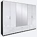 Produktbild Rauch AP810.5F65 Drehtürenschrank Hilden / 6-türig / B 271 H 210 T 54 cm / Korpus: Grau-Metallic, Fronten: Weiss-Hochglanz