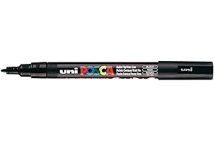 POSCA PC-3M Black Colour Paint Marker Pen 1.5 mm Fine Bullet Nib Writes On Any Surface Plastic Glass Wood Fabric MetaL