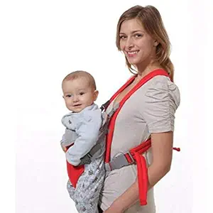 GURU KRIPA BABY PRODUCTS 4-in-1 Comfortable Handsfree Adjustable Baby Carrier Bag with Head Support and Buckle Straps Without Waist Belt Red