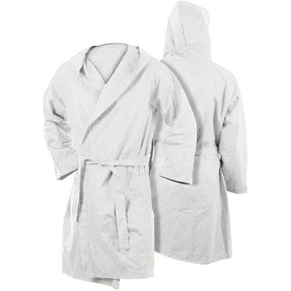 Accappatoio Unisex In Spugna 100% Cotone - Con Cappuccio, Tinta Unita, Taglie Da S A XXL