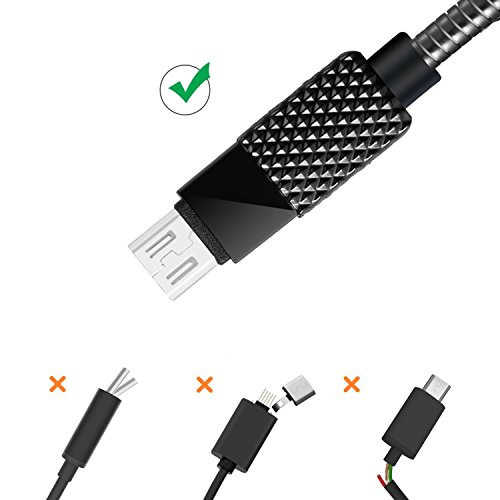 Vaken Metall Ladekabel Sync USB Datenkabel für Samsung S6 S7 Kante Hinweis 3/4/5 HTC / LG / Motorola / Huawei/Nokia / Google und andere Android-Handys (Micro usb) - 2