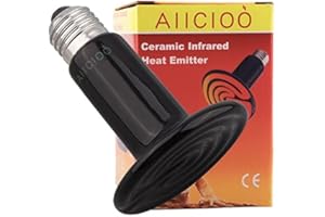 AIICIOO Céramique Lampe Chauffante Reptiles Durable Aucune Lumière Infrarouges Lampe Chauffante pour Animal Lézard/Poussin/Serpent/Hamster E27 220-240V (75W)