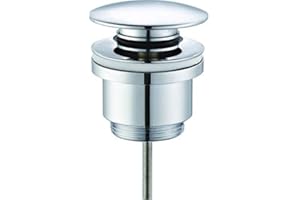 MIRTAK Válvula de Desagüe Lavabo Universal Latón Cromado, Tapón Pop-Up Válvula Clic-Clac con Rebosadero