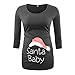 Produktbild Umstandsmode T-Shir 3/4 Langarm - Damen Mutterschaft Tops Santa Hut Muster Schwangerschaft Shirts für Schwangere (L, Schwarz)