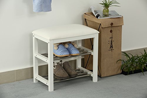 Orolay Schuhbank Sitzbank Schuhregal Schuhschrank Schuhtruhe Badregal Weiß - 3