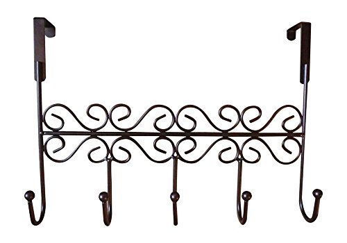 Vintage Türgarderobe Hakenleiste Garderobenleiste Kleiderhaken Stahl glanz Chrom mit 5 Haken (Schwarz) - 2