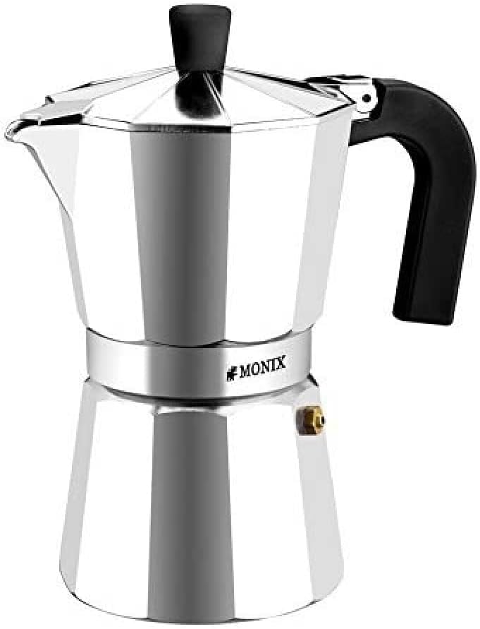 Monix Vitro Express Cafetera de aluminio 6 tazas, apta para todo tipo de cocinas excepto inducción