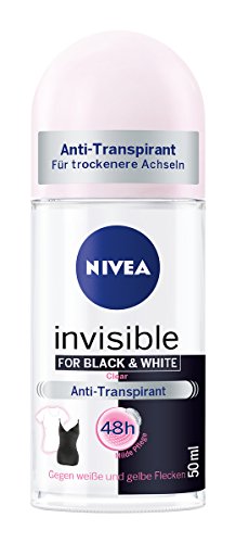 NIVEA 6er Pack Deo-Roller für Frauen, Anti-Transpirant-Schutz, Keine Flecken, 6 x 50 ml Roll-On, Invisible for Black and White