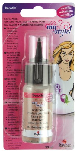Rayher 38483617 My Style Textilfarbe, metallic, 29 ml Flasche auf Blisterkarte, champagner gold - 4