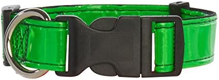PetNV DC-026-M Reflective Collar, Reflects Light Up to 1,500 Times Brighter than White Fabric, 1" Wide, Medium, Green