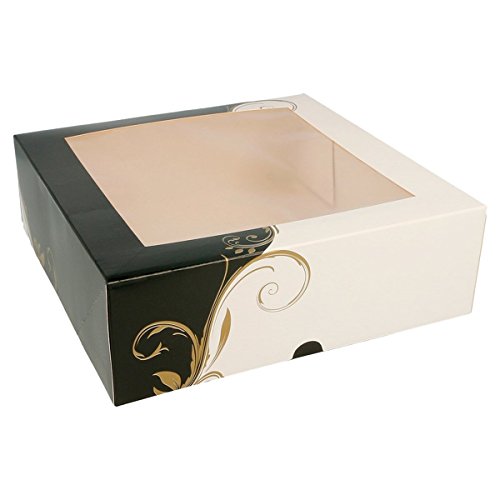 García de Pou 204.70 Cajas Pastelería con Ventana 275 G/M2, 23 x 23 x 7.5 cm, Set de 50, Blanco