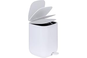 WENKO Cestino a pedale Davos, bianco 5 L - Portarifiuti per cosmetici, pattumiera Capacità: 5 l, Polipropilene, 23 x 26 x 27 cm, Bianco