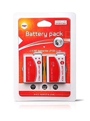 MPEXTRA 2 x batteries LP-E8 LPE8 pour CANON - 1200mAh - Batterie optimisée CANON EOS 550D EOS 600D EOS 650D EOS 700D - MP EXTRA®