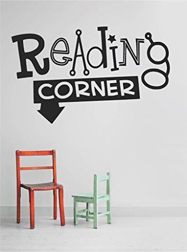 Reading Corner School Sign Wall Decal, 10-Inch by 20-Inch, Black