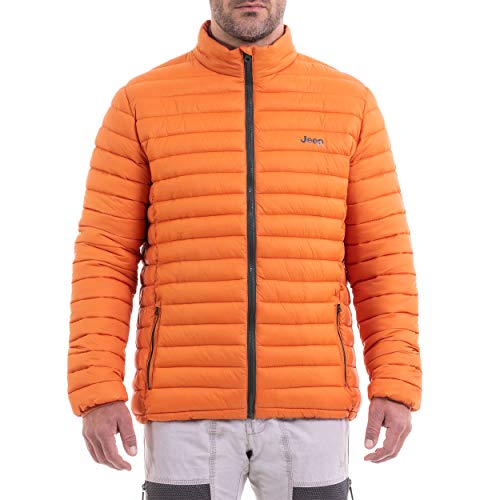 Jeep Piumino Ripiegabile in Sacca J9W, Giacca Uomo, Apr.Orange/Fores Nig, XXL
