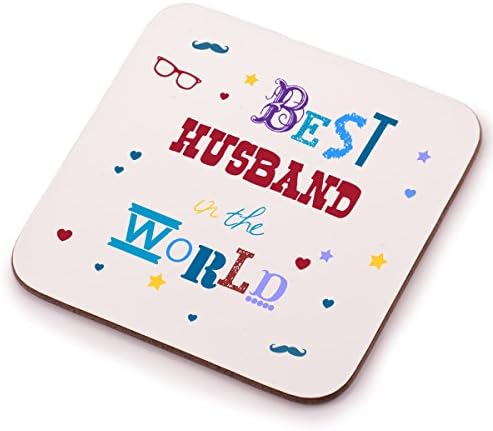 Best Husband Coaster Gift - Unique wooden drinks coaster - Perfect stocking filler, Secret Santa, Birthday or Christmas gift idea from him or her