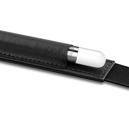 kwmobile Pencil Halterung für 12-13″ Tablets in Schwarz – Kunstleder Stift Halter mit Gummiband - 3