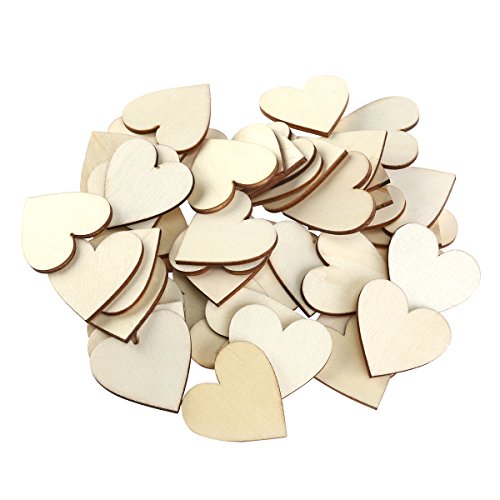 VORCOOL 100 Stück 40mm Herz Holz Scheiben Scheiben Für DIY Handwerk Verzierungen Naturholzscheiben - 8