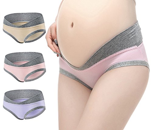 FEOYA - 4PCS - Femme Culotte de Grossesse Coton Respirant Confort Taille Basse Rose/Tour de Taille 90-115cm XL
