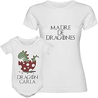 Regalo día de la madre camiseta madre personalizada + Body o camiseta hijo/a Texto estilo juego de tronos para mamá