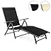 Produktbild Nexos ZGC34467 Gartenliege Sonnenliege Liegestuhl Klappliege – für Terrasse Balkon – klappbarer Gartenstuhl aus Alu & Stahl & Textilene - schwarz anthrazit